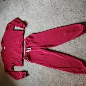 Womens sweat crop top and pants. Top size M pants size S